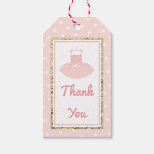 Pink  Gold Tutu Baby Shower Gift Tag