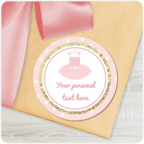 Pink  Gold Tutu Baby Shower Round Sticker