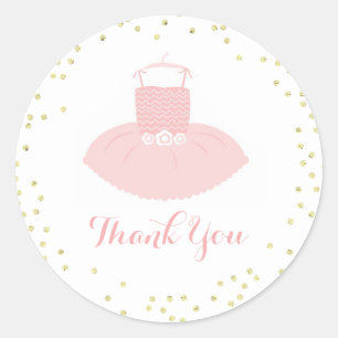Pink & Gold Tutu Baby Shower Thank You Classic Round Sticker