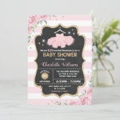 Pink Gold Tutu Ballerina Baby Shower Invitation (Standing Front)