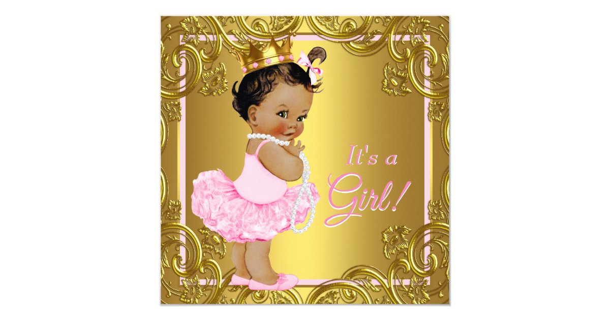 Pink Gold Tutu Ethnic Princess Baby Shower Invitation | Zazzle.com
