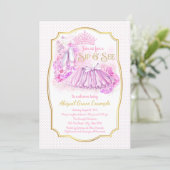 Pink Gold Tutu Princess Sip and See Invitations (Standing Front)