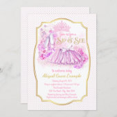 Pink Gold Tutu Princess Sip and See Invitations (Front/Back)