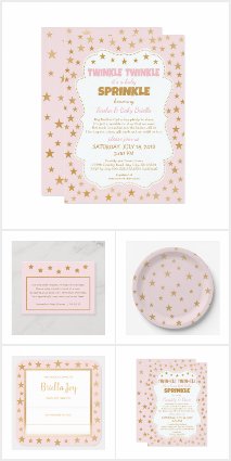 Pink Gold Twinkle Baby Shower or Baby Sprinkle