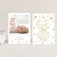 Pink Gold Twinkle Little Star Photo Birthday