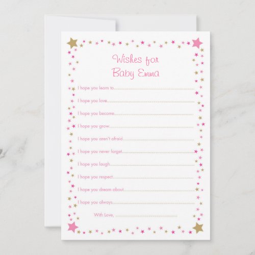 Pink Gold Twinkle Star Wishes for Baby Cards