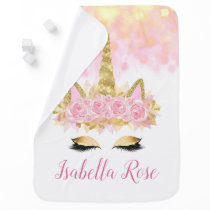 Pink Gold Unicorn Baby Blanket Pink Gold Unicorn Baby Blanket