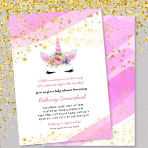 Pink Gold Unicorn Baby Shower Invitation