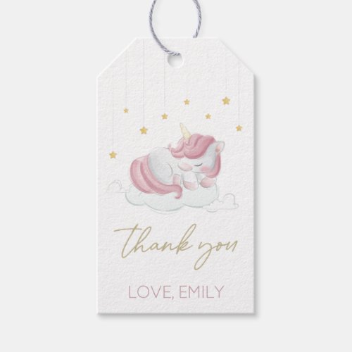 Pink Gold Unicorn  Stars Baby Shower Favor Tags