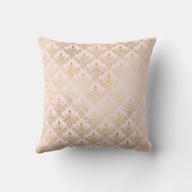 Pink & Gold Vintage Custom Design Throw Pillow (Back)