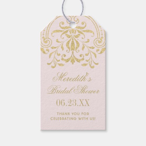 Pink Gold Vintage Glamour Wedding Bridal Shower Gift Tags