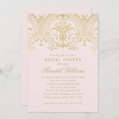 Pink Gold Vintage Glamour Wedding Bridal Shower Invitation (Front/Back)