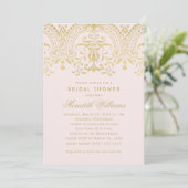 Pink Gold Vintage Glamour Wedding Bridal Shower Invitation (Standing Front)