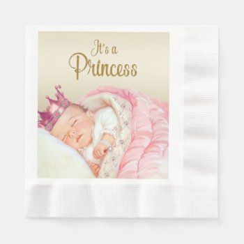 Pink Gold Vintage Princess Baby Shower Paper Napkins by The_Vintage_Boutique at Zazzle