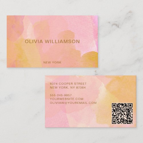 Pink Gold Watercolor Abstract Modern Professional Business Card