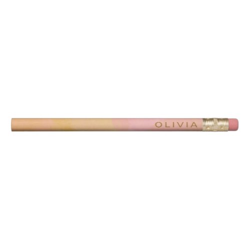 Pink Gold Watercolor Abstract Personalized Pencil