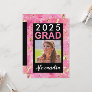Pink Gold Watercolor Art 2026 Photo Graduation Invitation