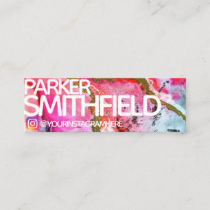 Pink Gold Watercolor Art Social Media Instagram Mini Business Card