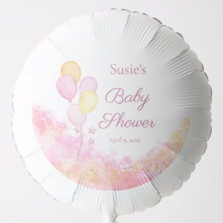 Pink Gold Watercolor Baby Girl Shower Balloon