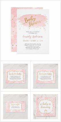 Pink Gold Watercolor Baby Shower collection