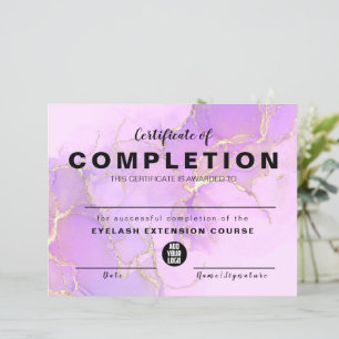  Pink Gold Watercolor  Certificate of Completion