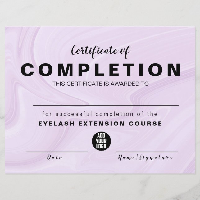  Pink Gold Watercolor  Certificate of Completion (Front)