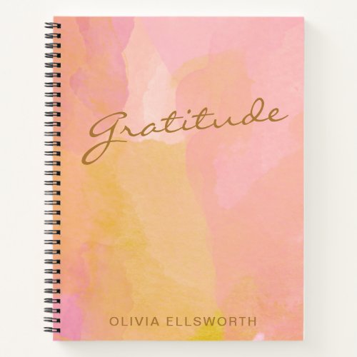 Pink Gold Watercolor Customized Gratitude Journal