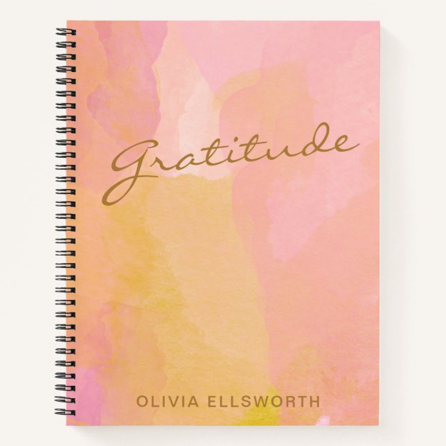 Pink Gold Watercolor Customized Gratitude Journal (Front)