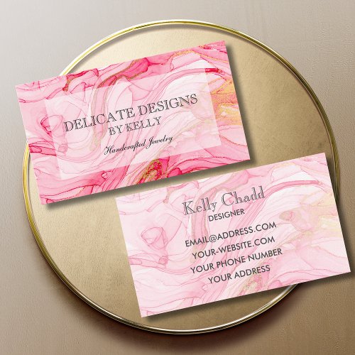 Pink Gold Watercolor Design Business Card