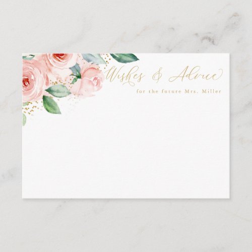 Pink  Gold Watercolor Floral Advice Card