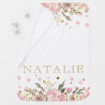 Pink Gold Watercolor Floral Baby Girl Baby Blanket at Zazzle