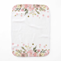 Pink Gold Watercolor Floral Baby Girl Baby Burp Cloth Pink Gold Watercolor Floral Baby Girl Baby Burp Cloth