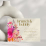 Pink Gold Watercolor Floral Bridal Brunch Message Invitation