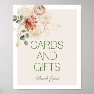 Pink Gold Watercolor Floral Cards & Gifts Sign