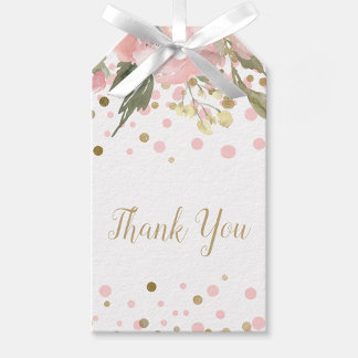 Pink Gold Watercolor Floral Favor Gift Tags