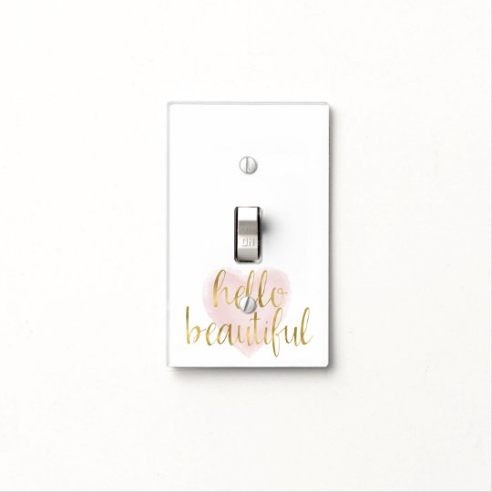 Pink Gold Watercolor Heart Hello Beautiful Light Switch Cover Pink Gold Watercolor Heart Hello Beautiful Light Switch Cover