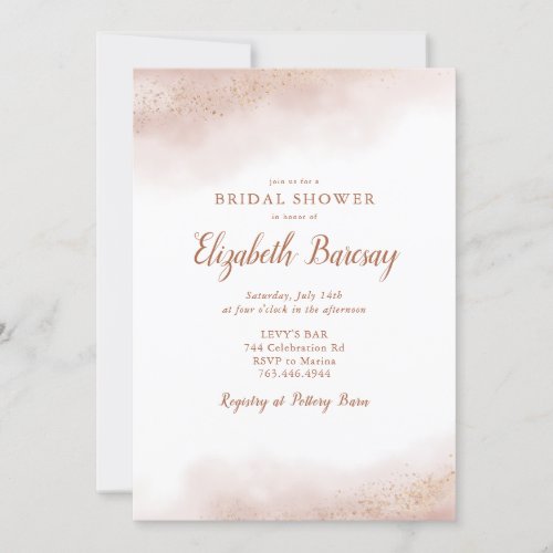 Pink Gold Watercolor Ombre Bridal Shower Invitation