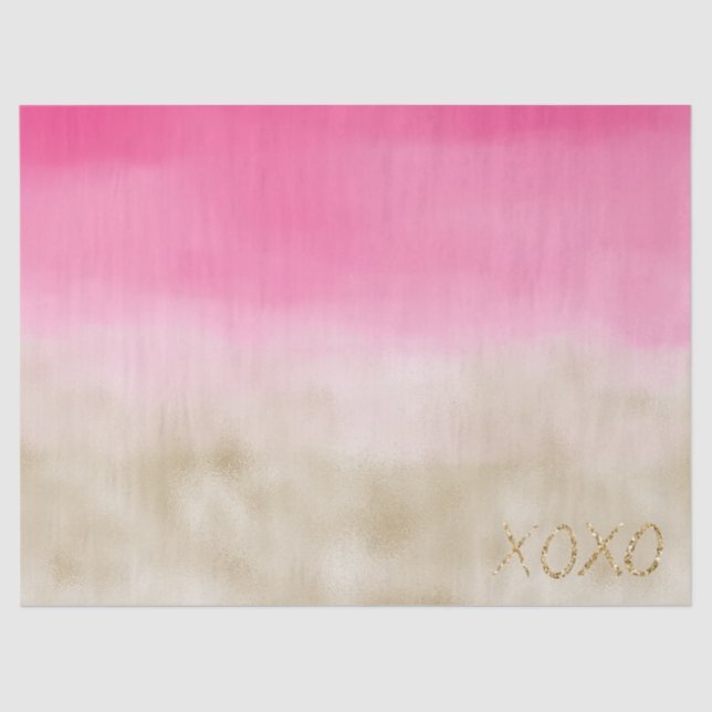 Pink Gold Watercolor Tie Dye Birthday Tissue Paper (Front)
