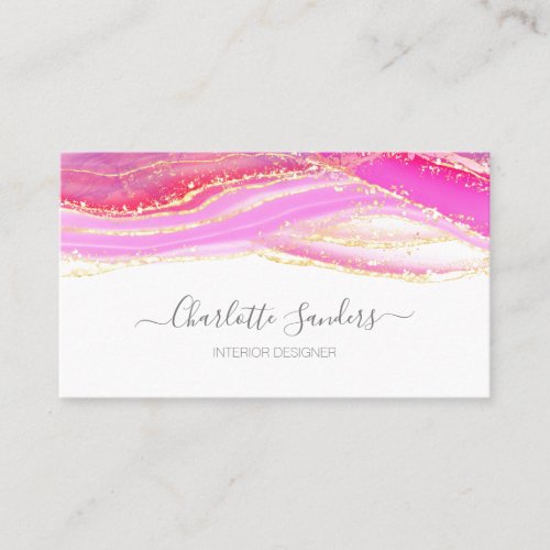 Pink Gold watercolors chic modern typography Business Card