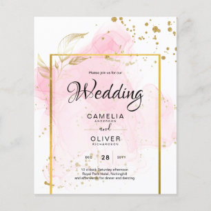 PINK GOLD WEDDING Alcohol Ink Abstract Flyer