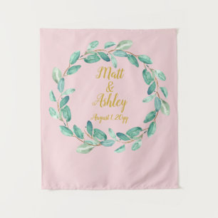 Pink & Gold Wedding Backdrop Photo Booth Greenery