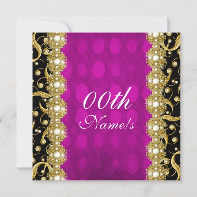 Pink gold wedding engagement birthday invitation (Front)