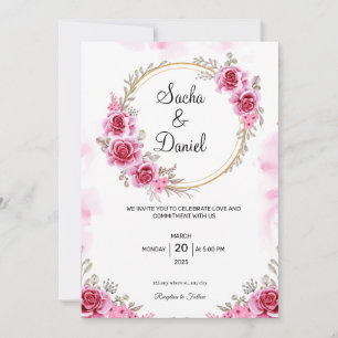 Pink Gold Wedding Invitation
