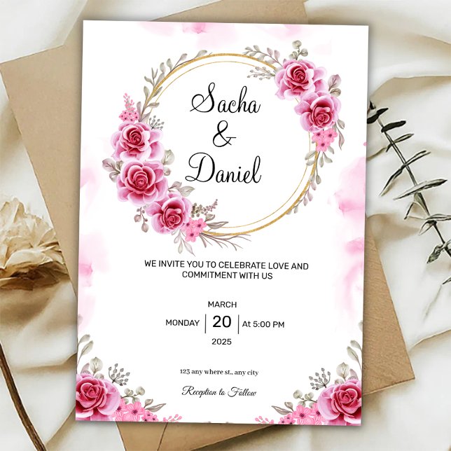 Pink Gold Wedding Invitation (Creator Uploaded)