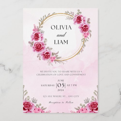 Pink Gold Wedding Invitation Foil Invitation