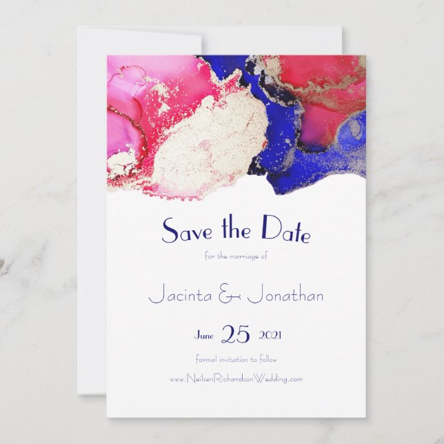 Pink Gold Wedding Save The Date (Front)