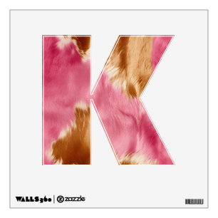 Pink Gold Western Cowhide Letter  Wall Decal