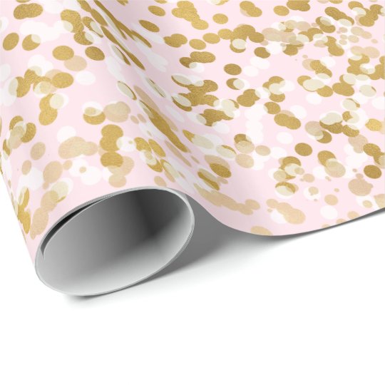 Pink Gold White Confetti Wrapping Paper | Zazzle.com