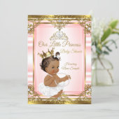 Pink Gold White Pearl Princess Baby Shower Dark 2 Invitation (Standing Front)