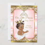 Pink Gold White Pearl Princess Baby Shower Dark 2 Invitation (Front)